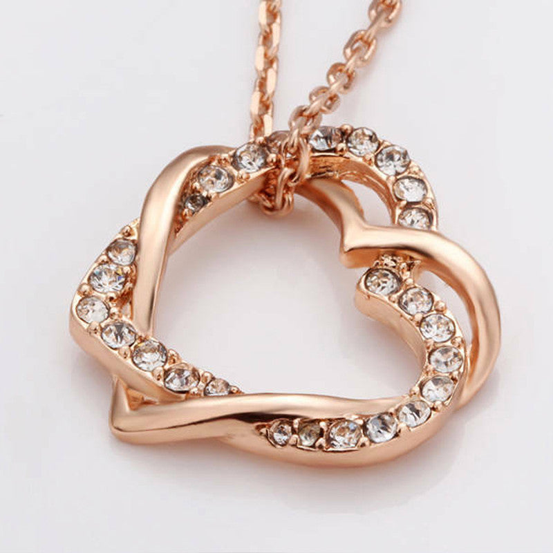 Rose Gold Plated Heart Themed AD studded Pendant