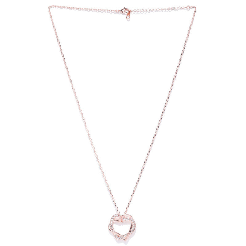 Rose Gold Plated Heart Themed AD studded Pendant