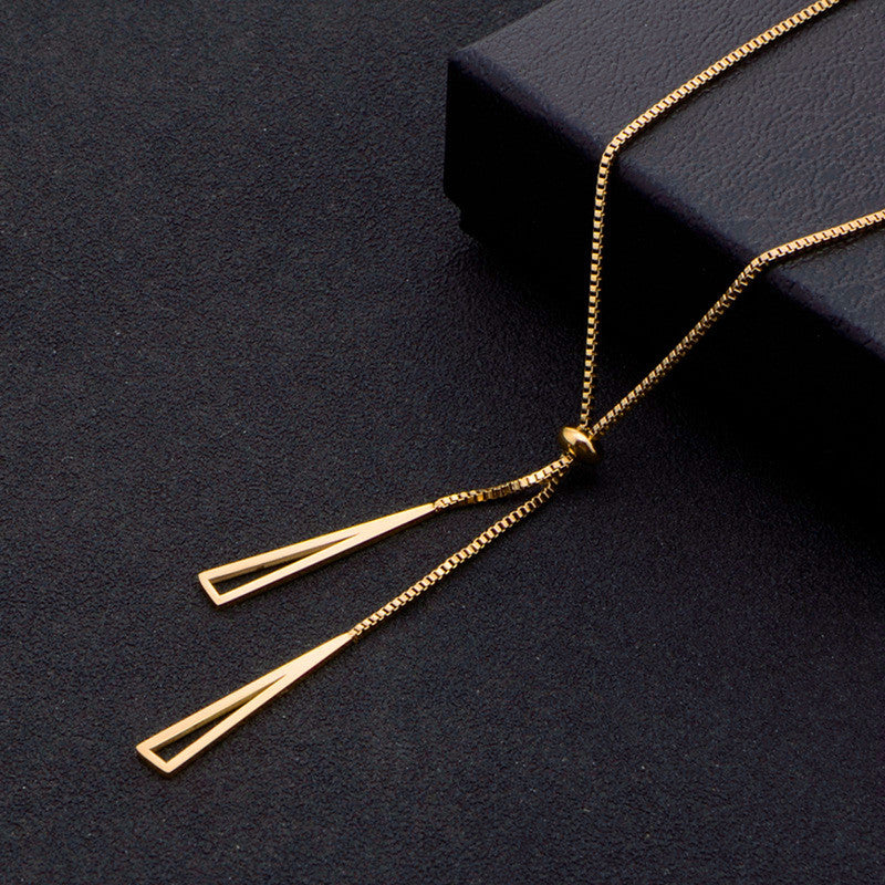 Stainless Steel Gold Plated Stainless Steel Geometric Tassel Pull-Out Anti-Tarnish Necklace - MySmartBazaar
