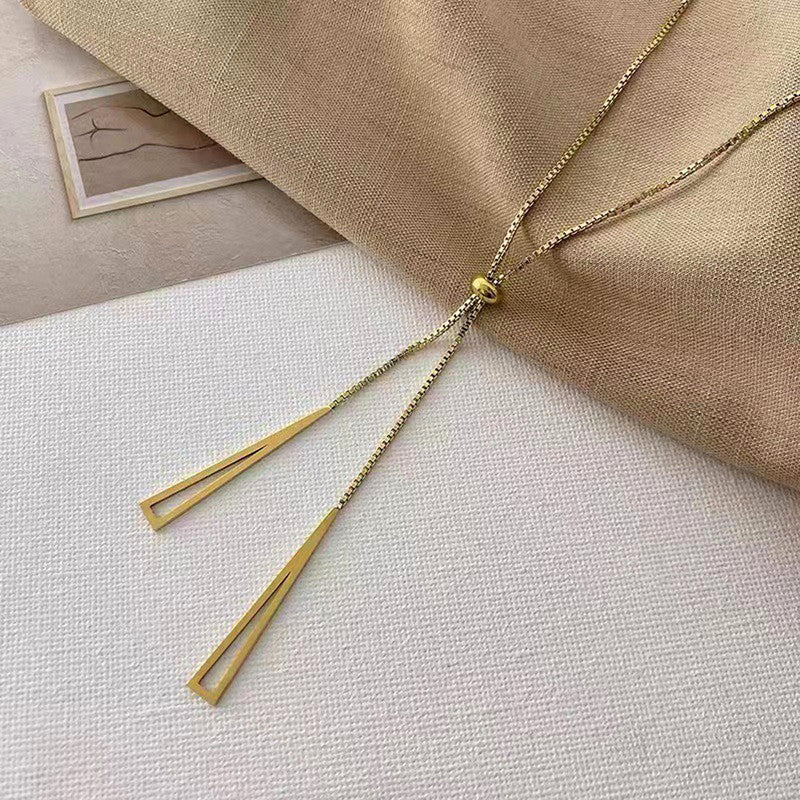 Stainless Steel Gold Plated Stainless Steel Geometric Tassel Pull-Out Anti-Tarnish Necklace - MySmartBazaar