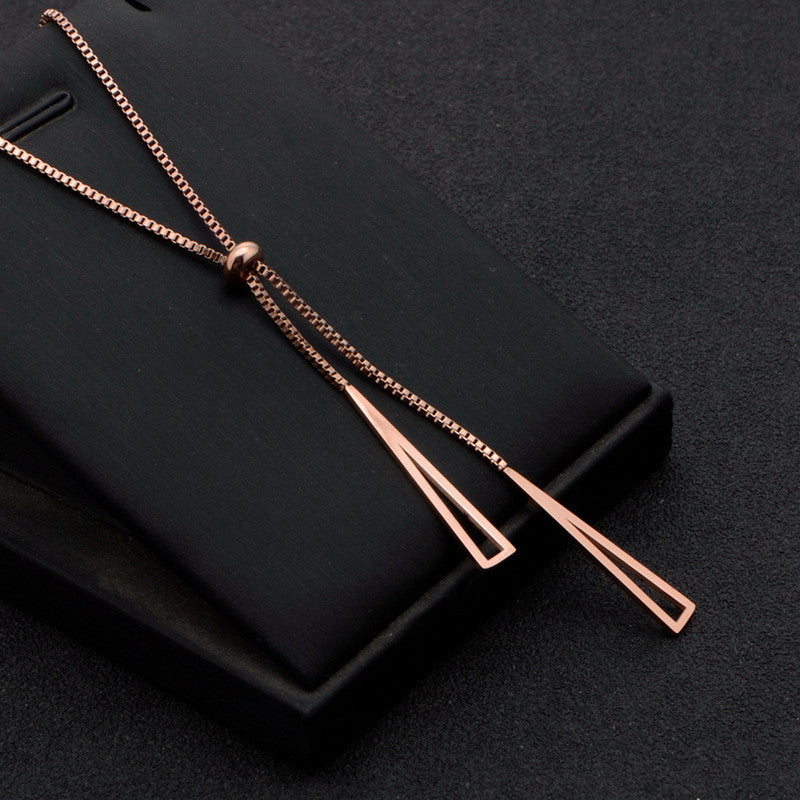 Stainless Steel Rose Gold Plated Stainless Steel Geometric Tassel Pull-Out Necklace - MySmartBazaar