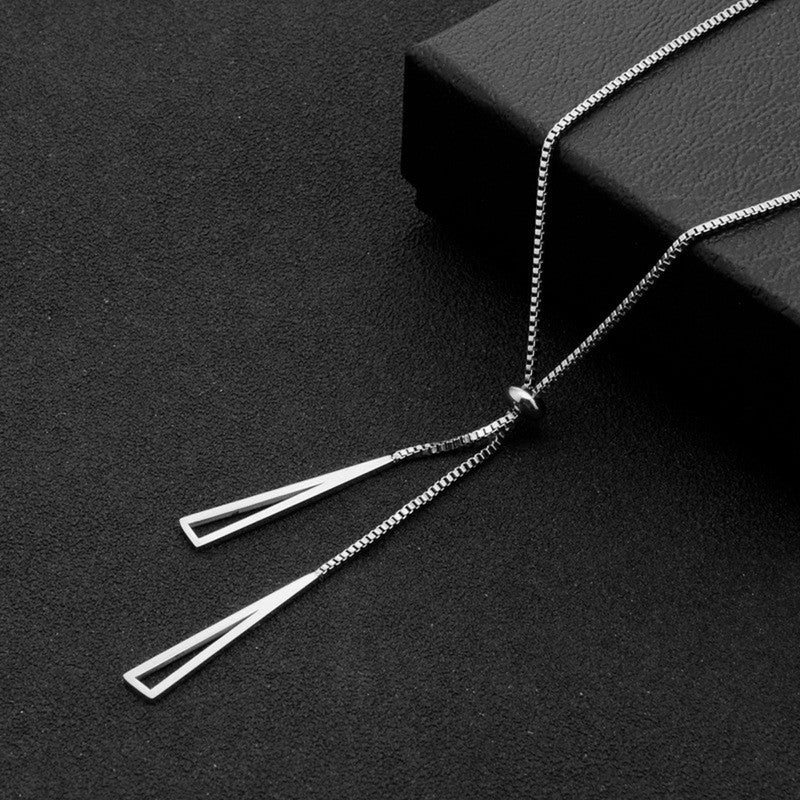 Stainless Steel Silver Plated Stainless Steel Geometric Tassel Pull-Out Anti-Tarnish Necklace - MySmartBazaar