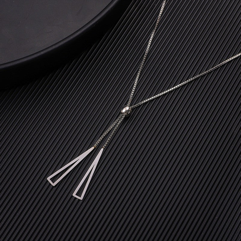 Stainless Steel Silver Plated Stainless Steel Geometric Tassel Pull-Out Anti-Tarnish Necklace - MySmartBazaar