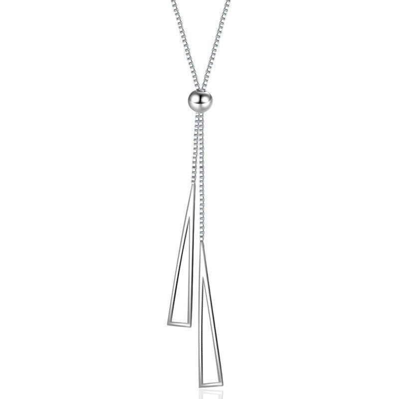 Stainless Steel Silver Plated Stainless Steel Geometric Tassel Pull-Out Anti-Tarnish Necklace - MySmartBazaar