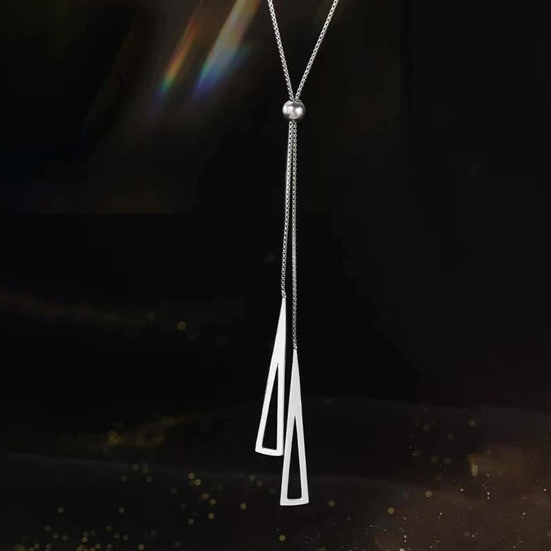 Stainless Steel Silver Plated Stainless Steel Geometric Tassel Pull-Out Anti-Tarnish Necklace - MySmartBazaar