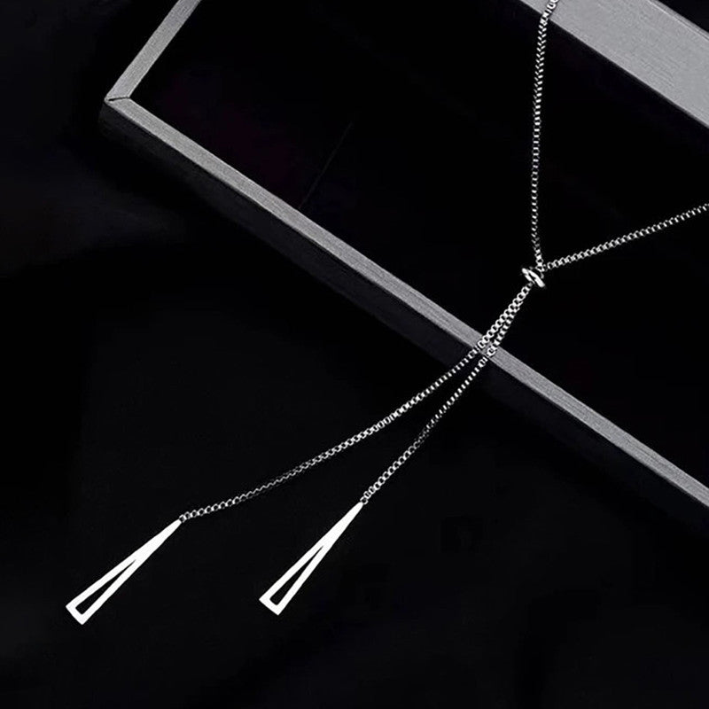 Stainless Steel Silver Plated Stainless Steel Geometric Tassel Pull-Out Anti-Tarnish Necklace - MySmartBazaar