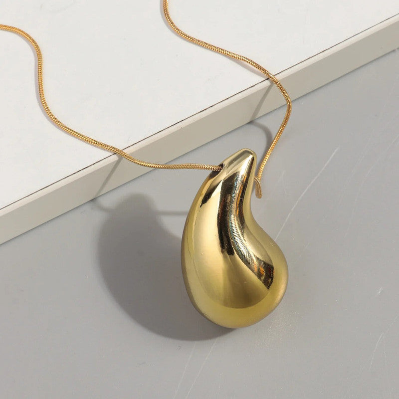 Gold Plated Glossy Chunky Dome Drop Pendant For Women - MySmartBazaar