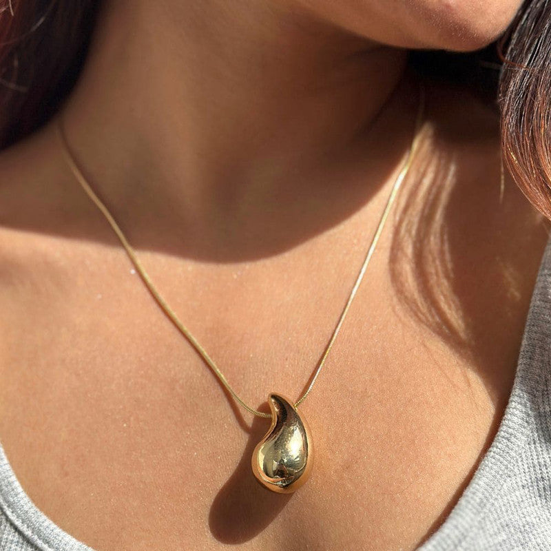 Gold Plated Glossy Chunky Dome Drop Pendant For Women - MySmartBazaar