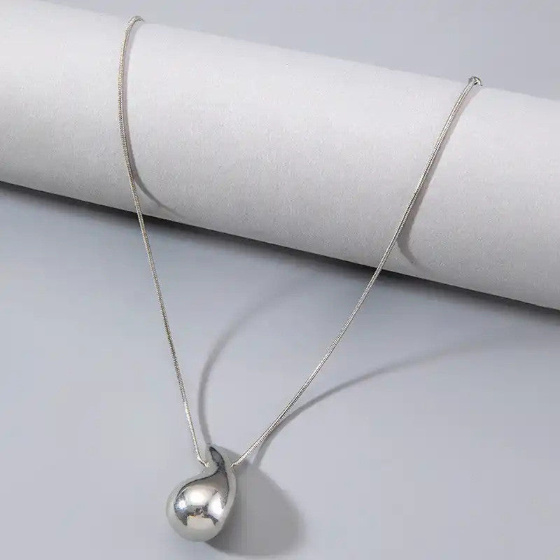 Silver Plated Glossy Chunky Dome Drop Pendant For Women - MySmartBazaar