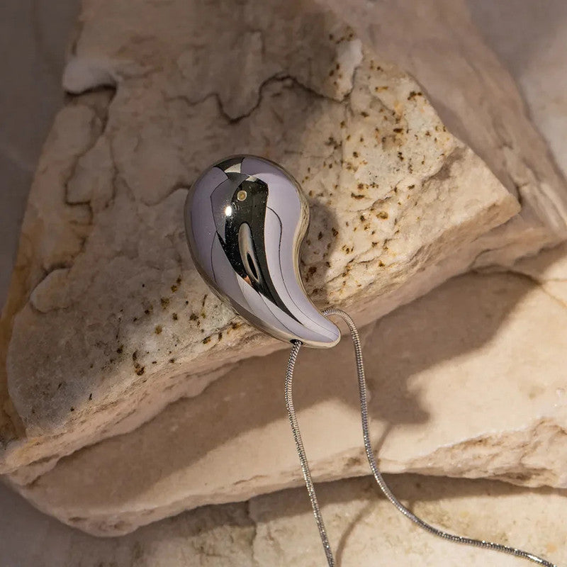 Silver Plated Glossy Chunky Dome Drop Pendant For Women - MySmartBazaar