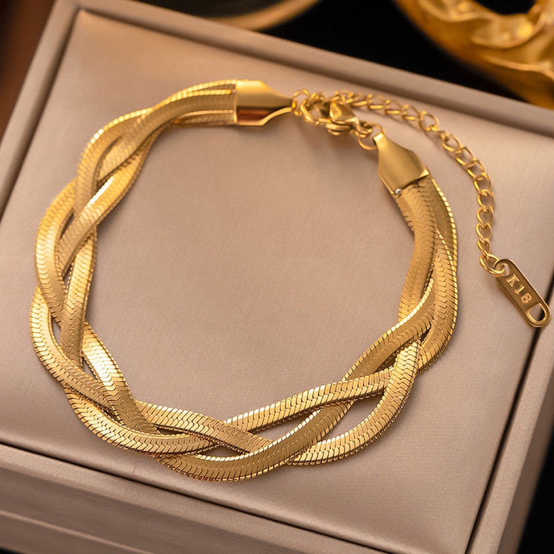 Gold-Plated Anti Tarnish Thick Snake Chain Bracelet