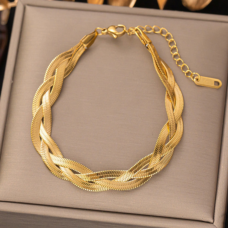 Gold-Plated Anti Tarnish Thick Snake Chain Bracelet