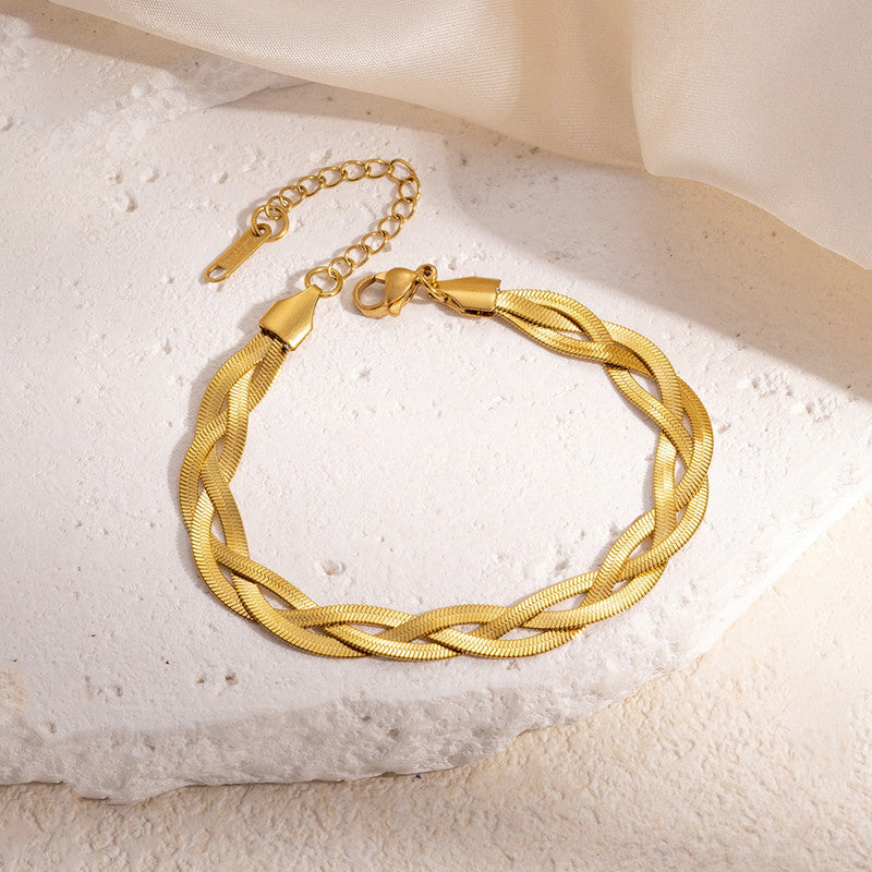 Gold-Plated Anti Tarnish Thick Snake Chain Bracelet