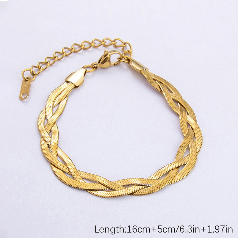 Gold-Plated Anti Tarnish Thick Snake Chain Bracelet