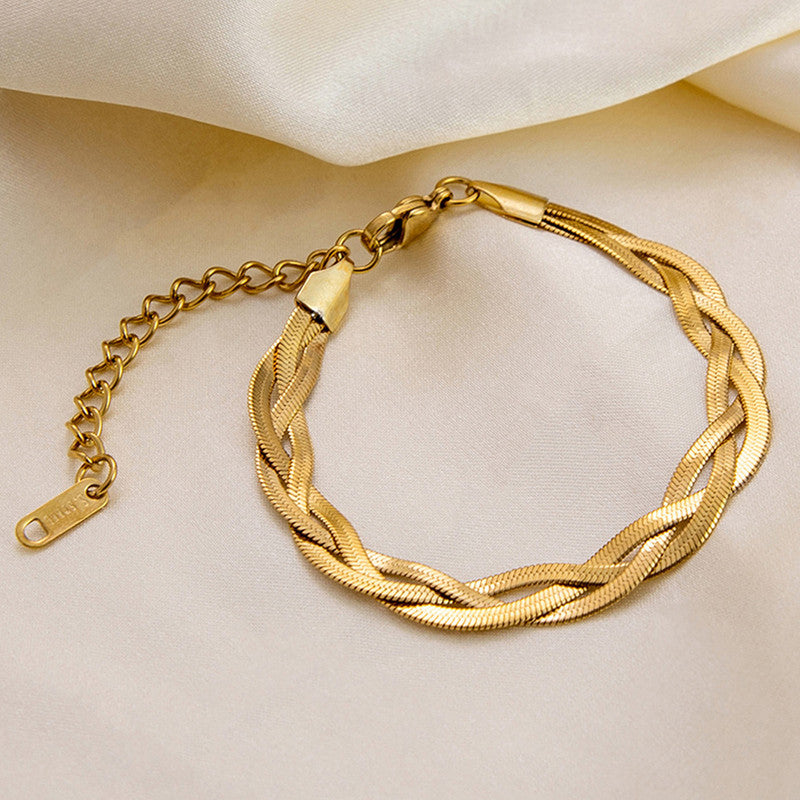 Gold-Plated Anti Tarnish Thick Snake Chain Bracelet