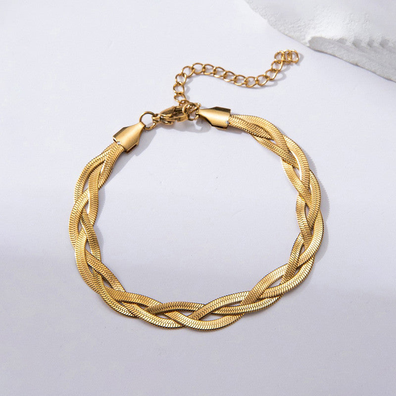 Gold-Plated Anti Tarnish Thick Snake Chain Bracelet