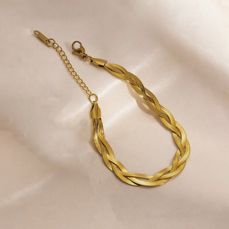 Gold-Plated Anti Tarnish Thick Snake Chain Bracelet