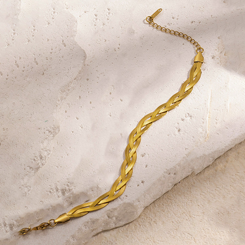 Gold-Plated Anti Tarnish Thick Snake Chain Bracelet