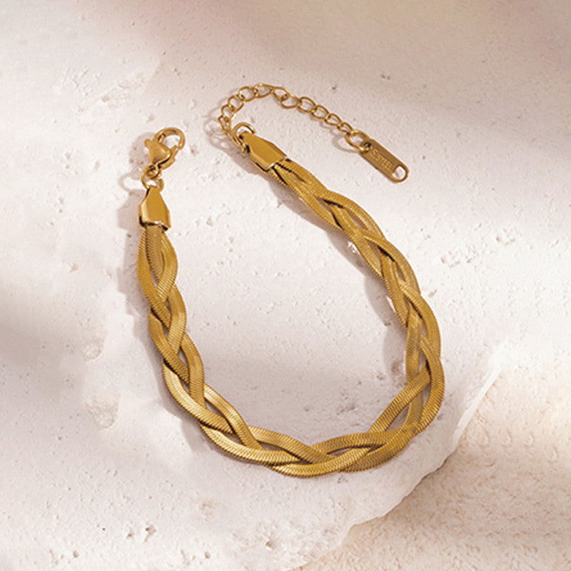 Gold-Plated Anti Tarnish Thick Snake Chain Bracelet