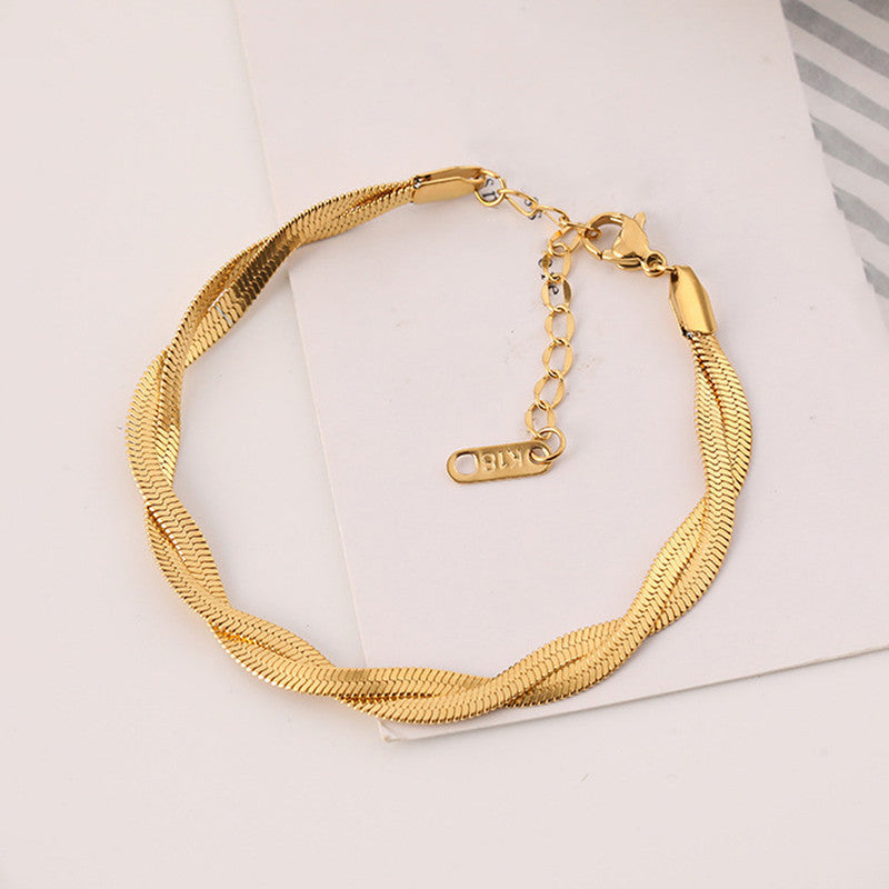 Gold-Plated Anti Tarnish Thick Snake Chain Bracelet
