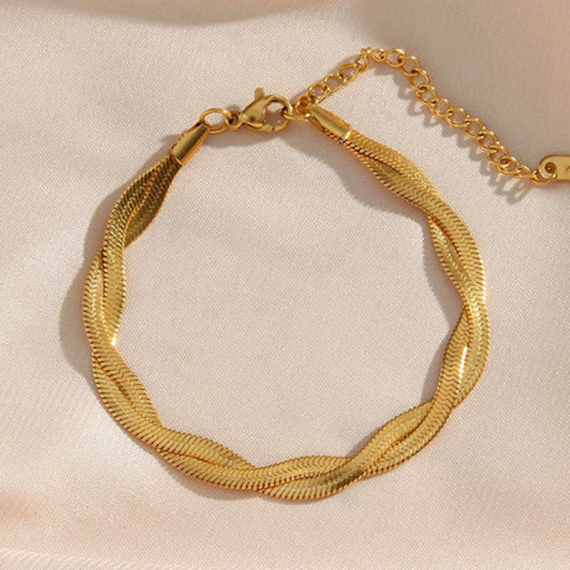 Gold-Plated Anti Tarnish Thick Snake Chain Bracelet