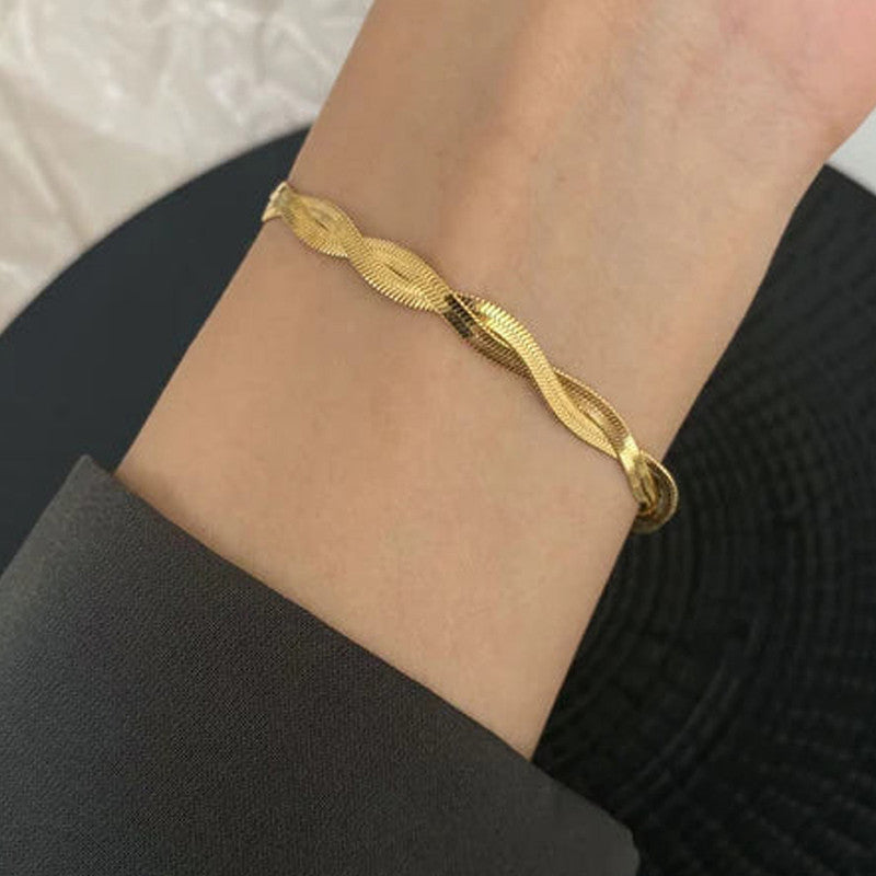 Gold-Plated Anti Tarnish Thick Snake Chain Bracelet
