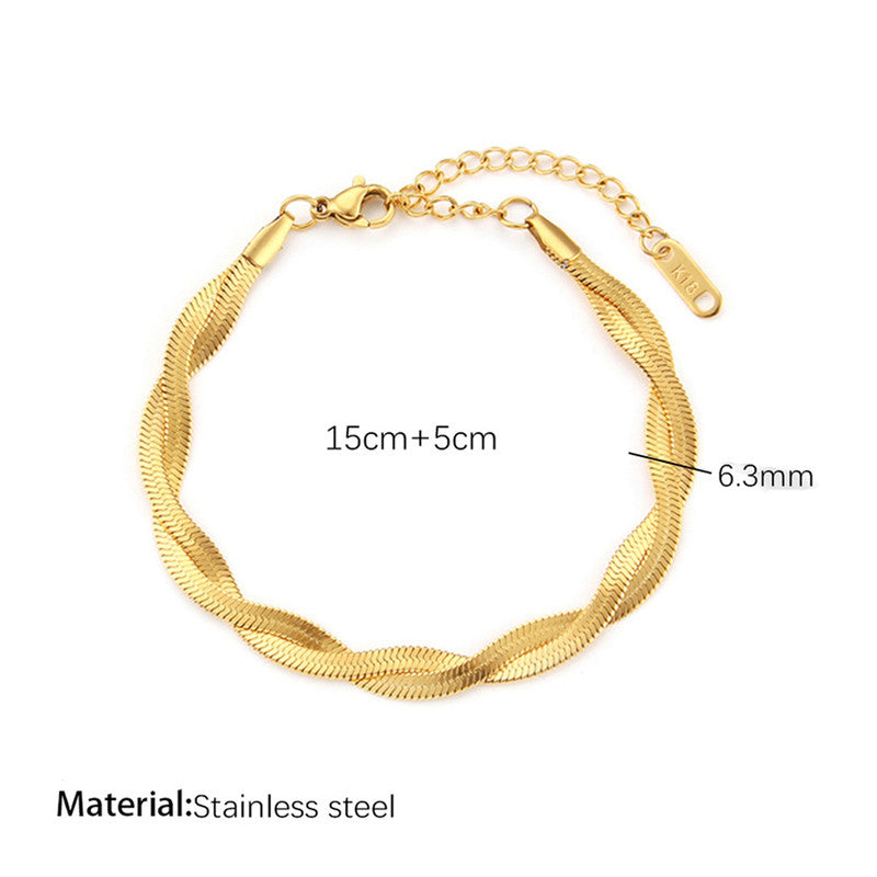 Gold-Plated Anti Tarnish Thick Snake Chain Bracelet