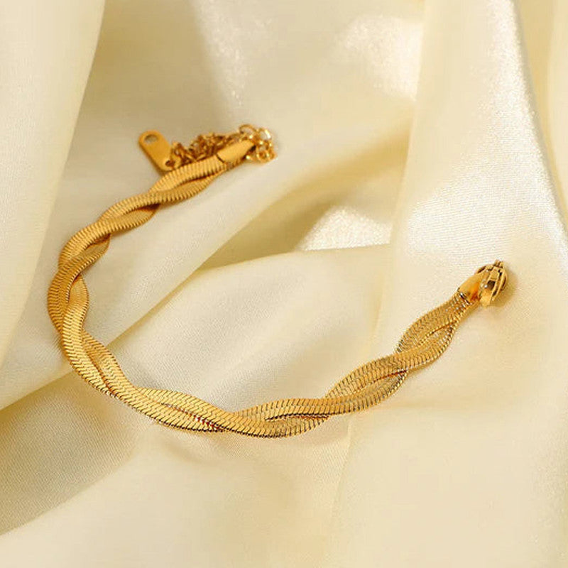 Gold-Plated Anti Tarnish Thick Snake Chain Bracelet