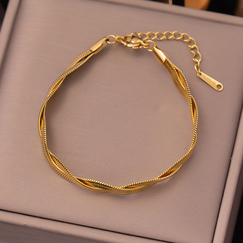 Gold-Plated Anti Tarnish Thick Snake Chain Bracelet