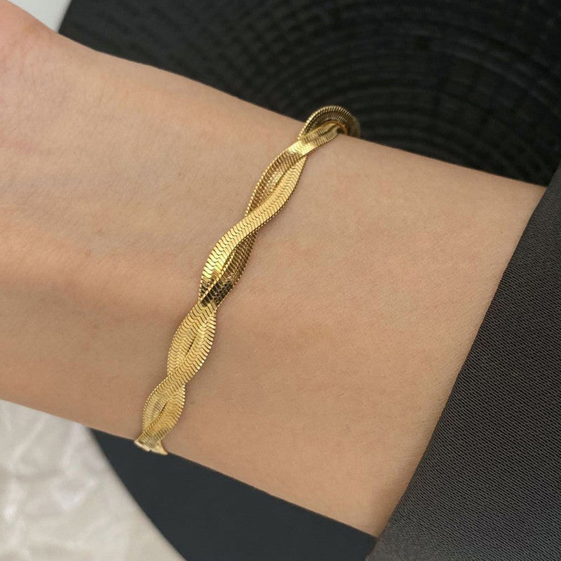 Gold-Plated Anti Tarnish Thick Snake Chain Bracelet