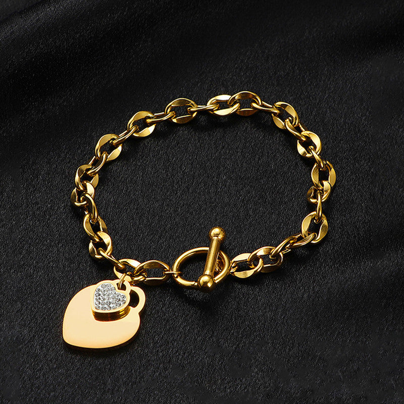 Gold-Plated Anti Tarnish Heart Themed Charm Bracelet