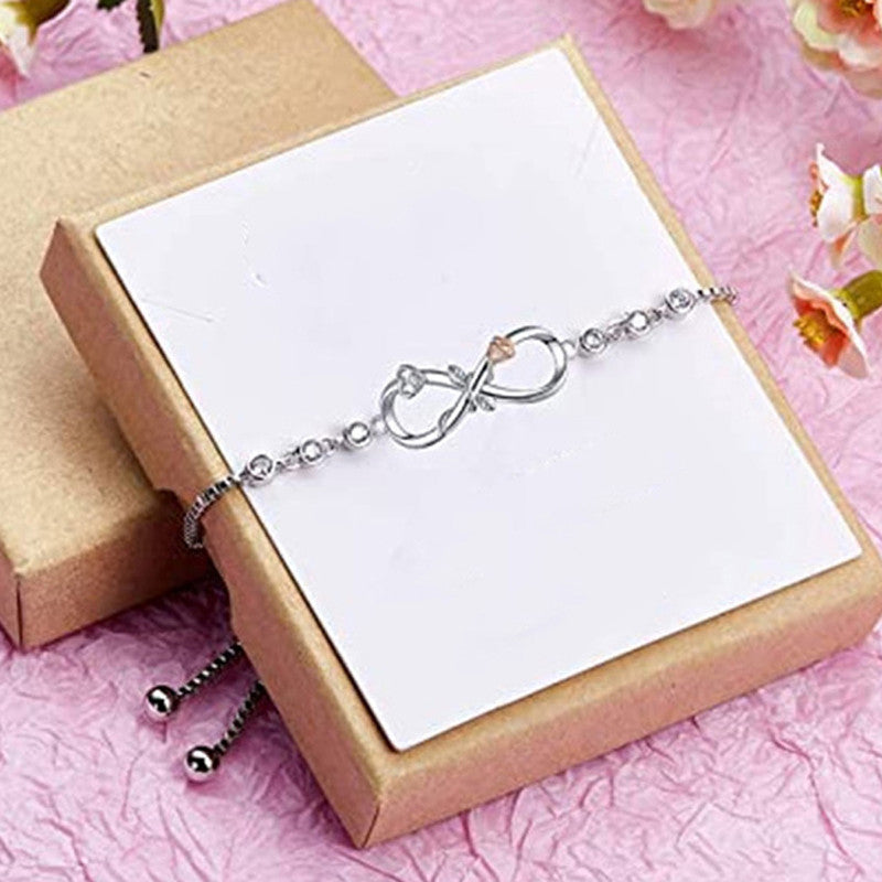 Silver Plated Anti Tarnish American Diamonds Studded Infinity themed Wraparound Bracelet