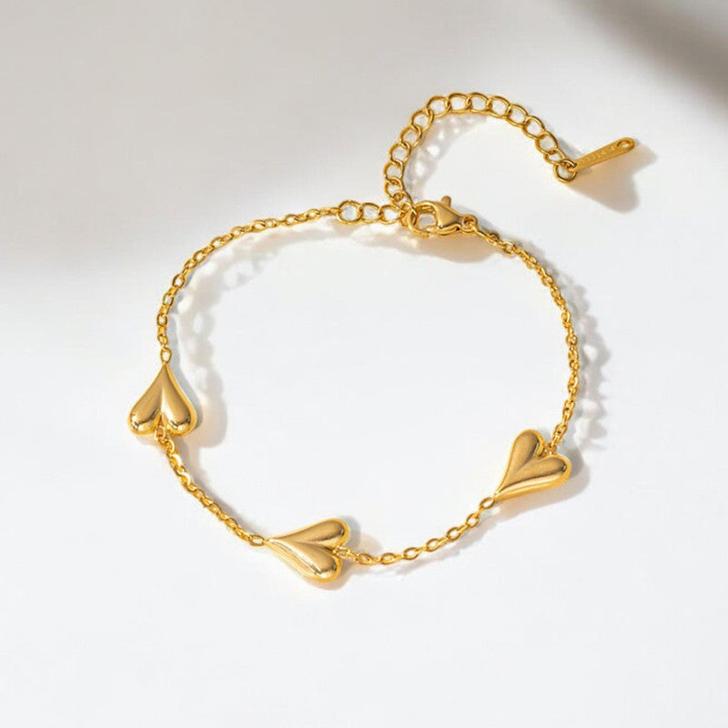 Gold-Plated Anti Tarnish Heart Themed Bracelet
