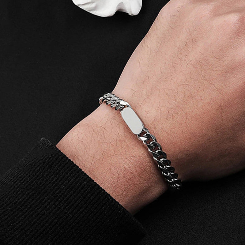 Silver Plated Stainless Steel Anti Tarnish Miami Cuban Link Bracelet For Men