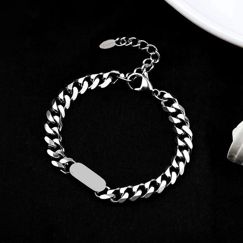 Silver Plated Stainless Steel Anti Tarnish Miami Cuban Link Bracelet For Men