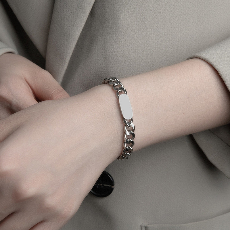 Silver Plated Stainless Steel Anti Tarnish Miami Cuban Link Bracelet For Men
