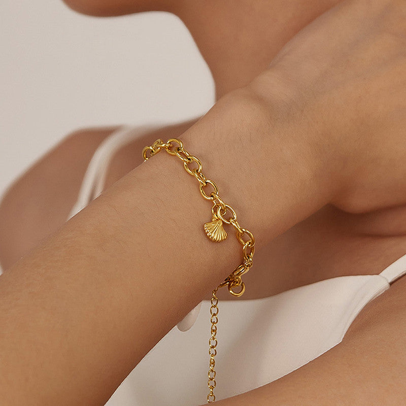 Gold Plated Stainless Steel Anti Tarnish Star themed Wraparound Bracelet For Women