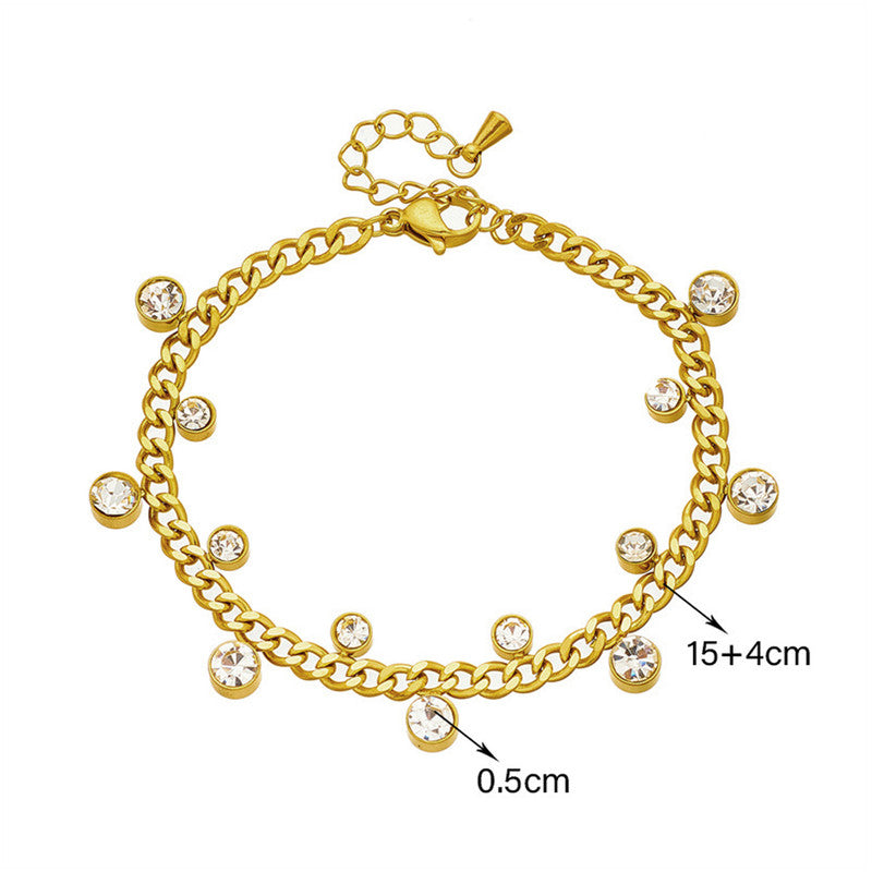 Gold Plated Stainless Steel Anti Tarnish Crystal Accents Dainty Wraparound Bracelet