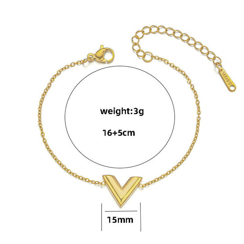 Gold Plated Stainless Steel Anti Tarnish V-Shaped Wraparound Bracelet For Women