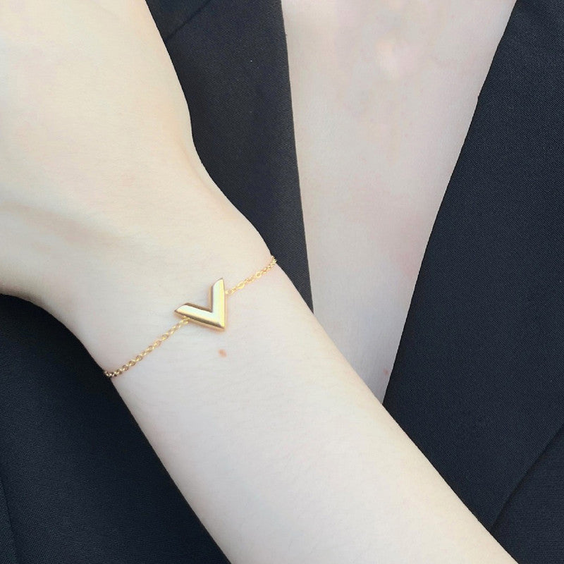 Gold Plated Stainless Steel Anti Tarnish V-Shaped Wraparound Bracelet For Women