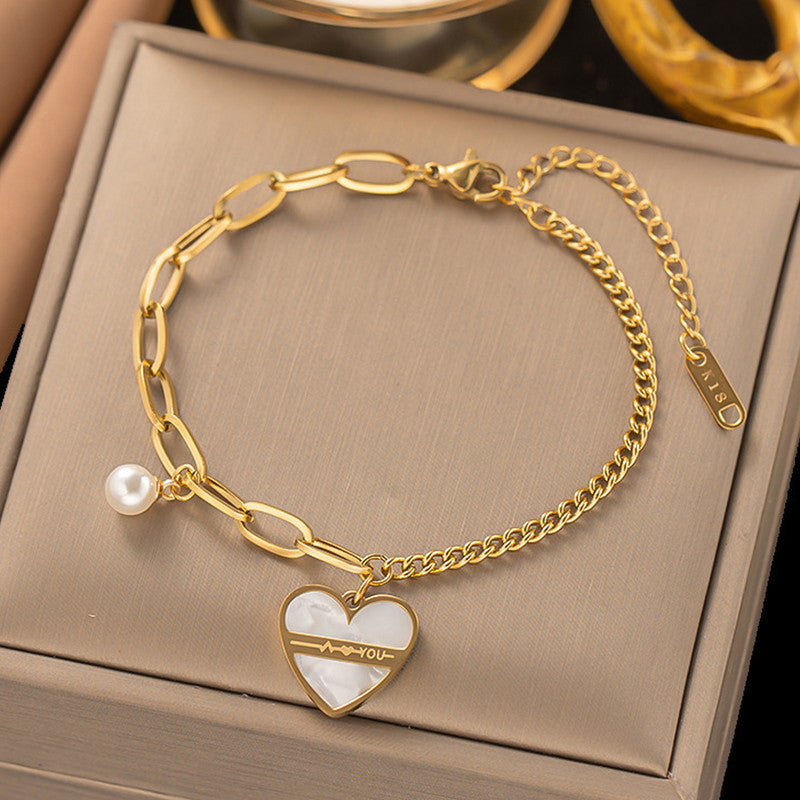 Gold Plated Stainless Steel Anti Tarnish Heart themed Wraparound Bracelet For Women