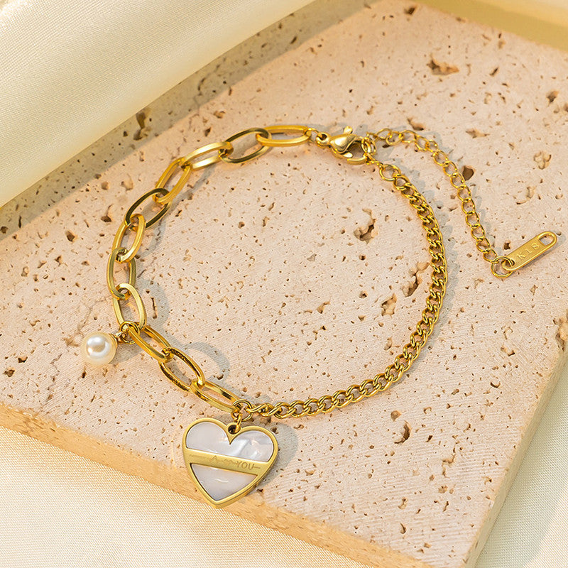 Gold Plated Stainless Steel Anti Tarnish Heart themed Wraparound Bracelet For Women