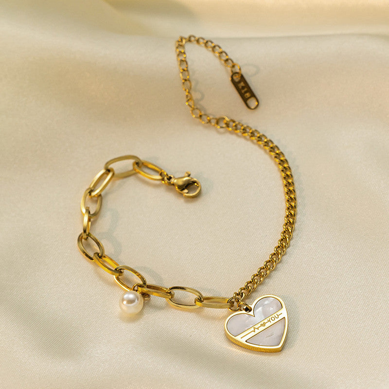 Gold Plated Stainless Steel Anti Tarnish Heart themed Wraparound Bracelet For Women