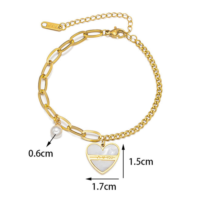 Gold Plated Stainless Steel Anti Tarnish Heart themed Wraparound Bracelet For Women