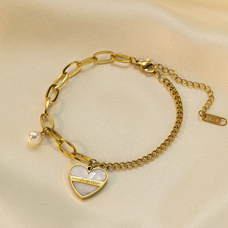 Gold Plated Stainless Steel Anti Tarnish Heart themed Wraparound Bracelet For Women