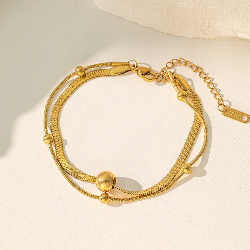 Gold Plated Stainless Steel Anti Tarnish Snake chain Geometric Wraparound Bracelet