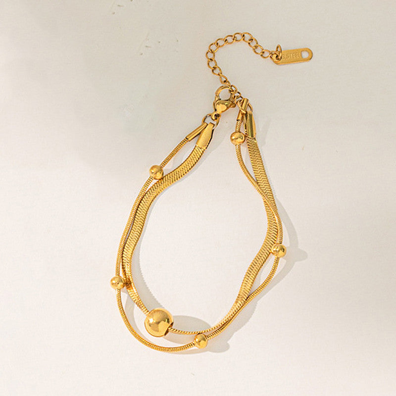 Gold Plated Stainless Steel Anti Tarnish Snake chain Geometric Wraparound Bracelet