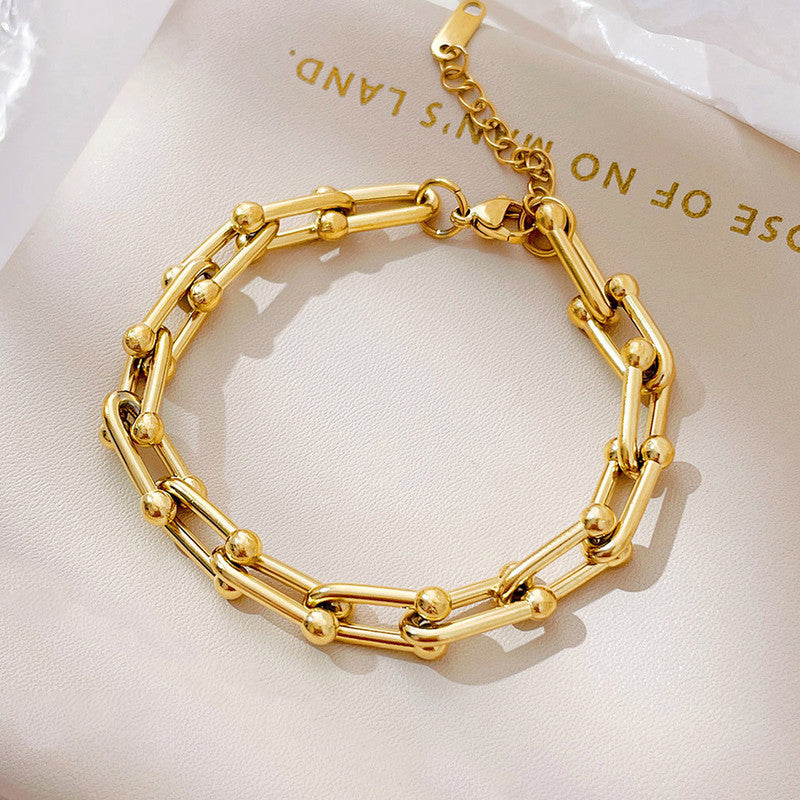 Gold Plated Stainless Steel Anti Tarnish Rope Design Wraparound Bracelet For Women