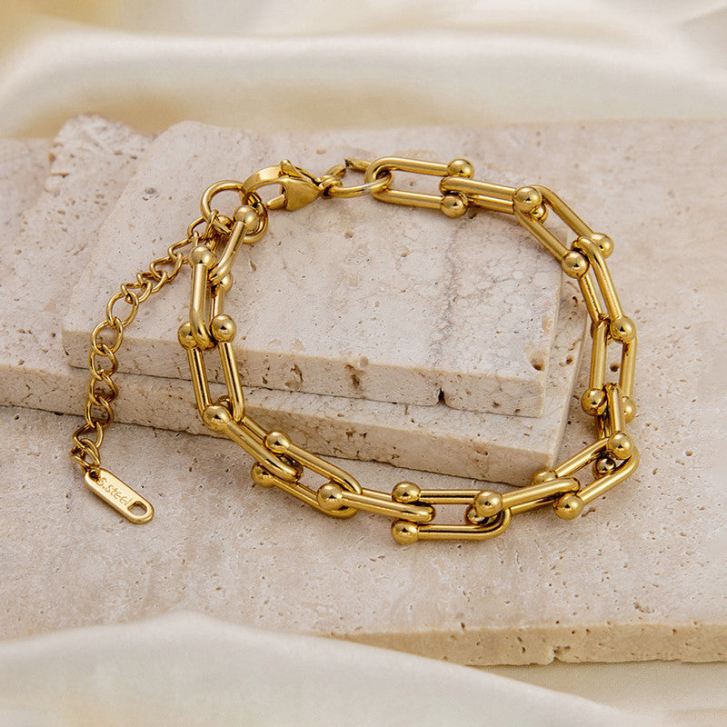 Gold Plated Stainless Steel Anti Tarnish Rope Design Wraparound Bracelet For Women