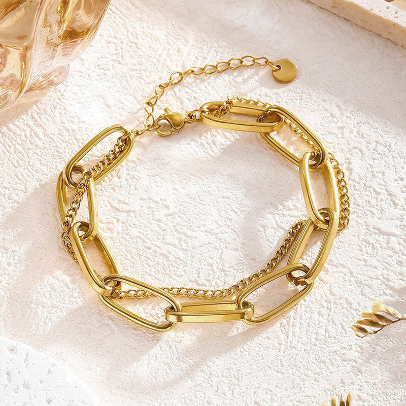 Gold Plated Stainless Steel Anti Tarnish Rope Design Wraparound Bracelet For Women